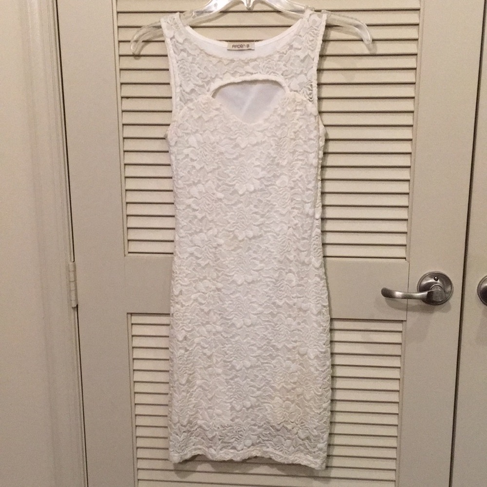 Arden B White lace cut out bodycon dress